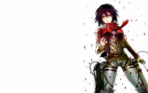 Mikasa Ackerman White Background Wallpaper