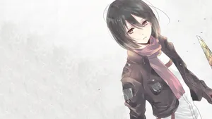 Mikasa Pfp Purple Scarf Wallpaper