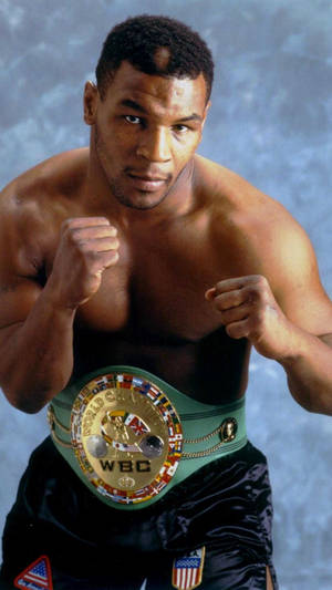 Mike Tyson With Championship Belt Wallpaper