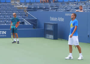 Mikhail Youzhny With Coach Boris Sobkin Wallpaper