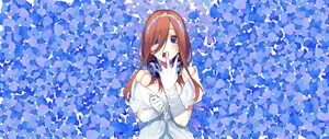 Miku From The Quintessential Quintuplets In A Floral Background Wallpaper