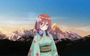 Miku Nakano Against A Snowy Mountain Wallpaper