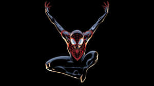 Miles Morales Spiderman Aerial Pose Wallpaper