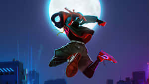 Miles Morales Spiderman Moonlight Leap4 K Wallpaper