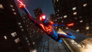 Miles_ Morales_ Spiderman_ Night_ Swing_4 K Wallpaper