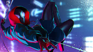 Miles Morales Spiderman Night Swing4 K Wallpaper