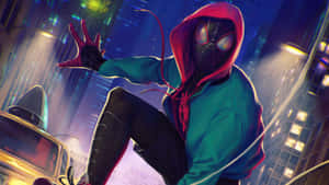 Miles Morales Spiderman Nighttime Aesthetic Wallpaper