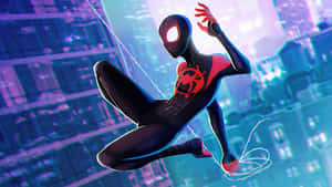 Miles Morales Spiderman Swinging4 K Wallpaper