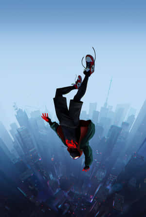 Miles Morales Spiderman Upside Down Swing Wallpaper