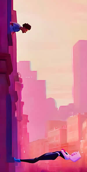 Miles Watches Gwen Spiderverse Wallpaper