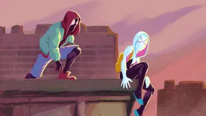 Milesand Gwen Rooftop Meeting Wallpaper