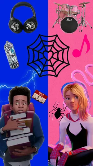 Milesand Gwen Spiderverse Collage Wallpaper