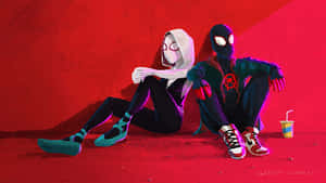 Milesand Gwen Spiderverse Moment Wallpaper