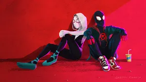 Milesand Gwen Spiderverse Moment Wallpaper