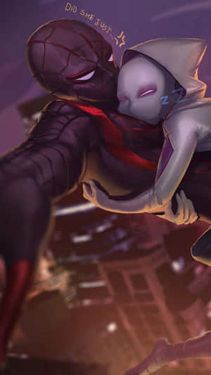 Milesand Gwen Spiderverse Moment Wallpaper