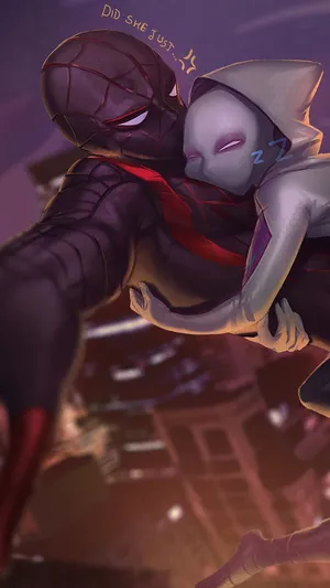 Milesand Gwen Spiderverse Moment Wallpaper