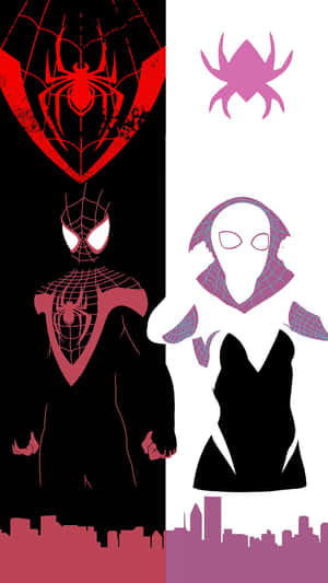 Milesand Gwen Spiderverse Silhouettes Wallpaper