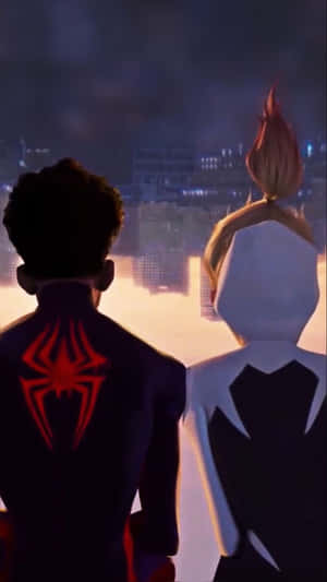 Milesand Gwen Watching City Night Sky Wallpaper