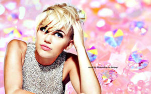 Miley Cyrus Inspired Fan Art Featuring A Background Of Pink Diamonds Wallpaper