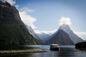 Milford Sound Cruise Ship Travelling Wallpaper