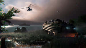 Military_ Amphibious_ Assault_at_ Dusk Wallpaper