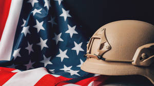 Military Combat Helmet American Flag Wallpaper