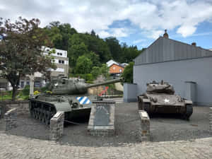 Military Tanks Display Diekirch Luxembourg Wallpaper