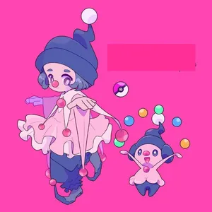 Mime Jr. And Cute Girl Clown Wallpaper