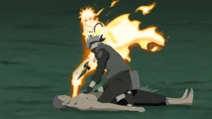 Minato And Kakashi From Naruto Sharing A Moment Together Wallpaper