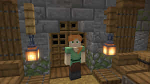 Minecraft Alex Exploring A Vibrant World Filled With Blocks And Adventures. Wallpaper