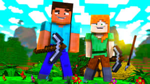 Minecraft Alex In Action Wallpaper