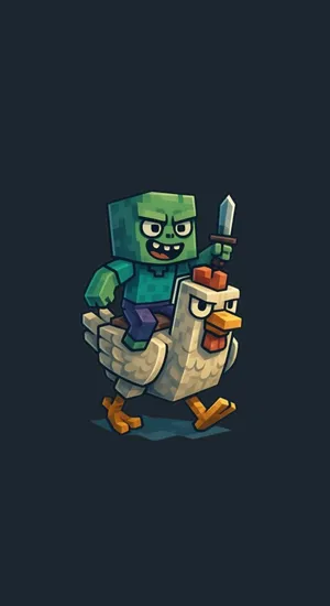 Minecraft Chicken Jockey Concept Wallpaper