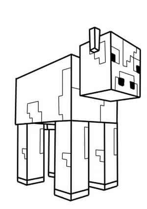 Minecraft Cow Grazing In The Field Wallpaper