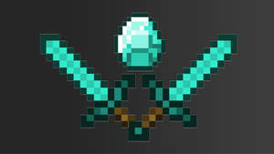 Minecraft Diamond Crystal And Swords Wallpaper