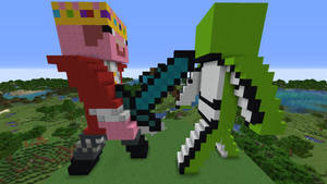 Minecraft Dream And Techno Blade Statue Wallpaper