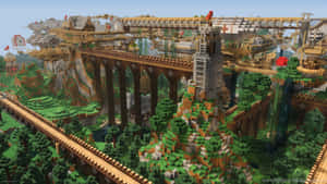 Minecraft_ Epic_ Railway_ Bridge_ Construction Wallpaper