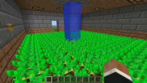 Minecraft Farming - Harvesting Your Crops In A Lush Green Landscape Wallpaper