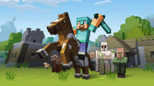 Minecraft Fight: Intense Battle Between Two Players In The Blocky World Of Minecraft Wallpaper