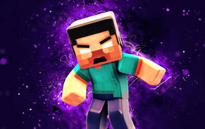 Minecraft Landscape Steve In Galaxy Wallpaper