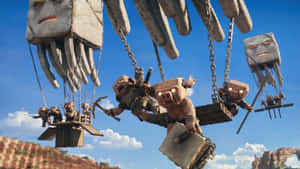 Minecraft Movie Action Scene Wallpaper