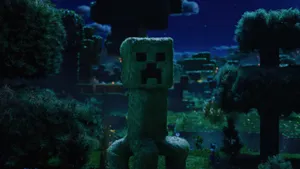Minecraft Movie Creeper Scene Wallpaper