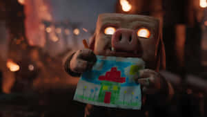 Minecraft Movie Piglin Holding Drawing Wallpaper