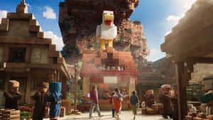 Minecraft Movie Village Adventure Wallpaper
