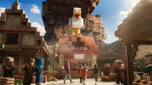 Minecraft Movie Village Adventure Wallpaper
