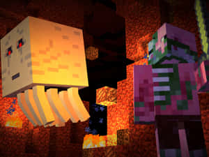 Minecraft Nether Encounter Wallpaper