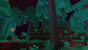 Minecraft_ Nether_ Warped_ Forest_ Biome Wallpaper