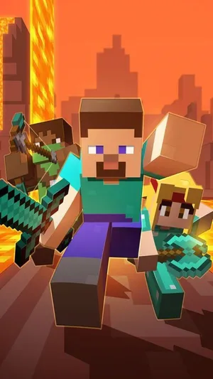 Minecraft Phone Steve And Friends Wallpaper