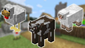 Minecraft Sheep Grazing In A Lush Green Field Wallpaper