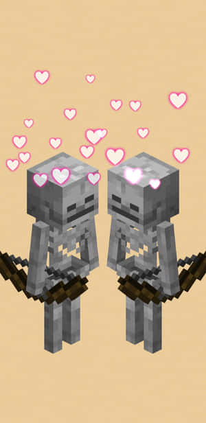 Minecraft Skeleton Attacking At Night Wallpaper