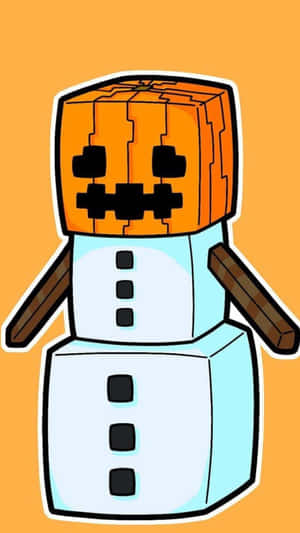 Minecraft Snow Golem Guarding Their Icy Fortress Wallpaper